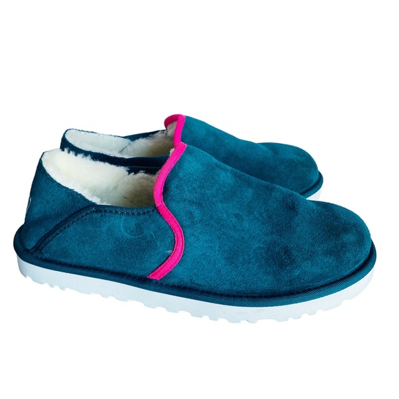 UGG Kenton Men's Slippers Sz 10 M Deep Teal Suede Slipper Sheepskin Fur Shoes - Picture 6 of 13